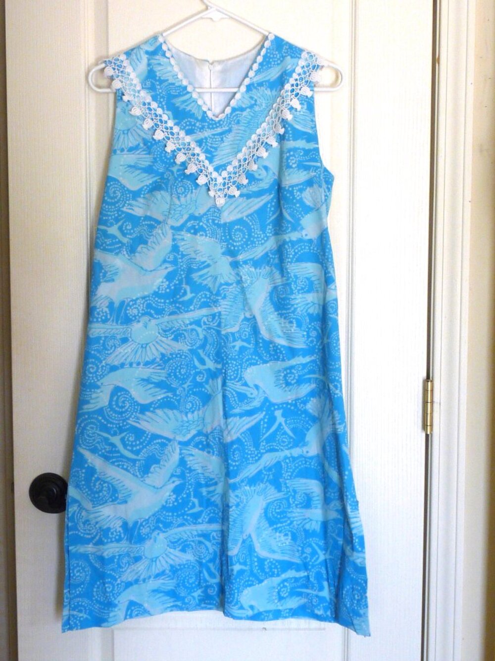 Vintage Lilly Pulitzer Key West fabriclike shift dress hand worked turquoise 39"